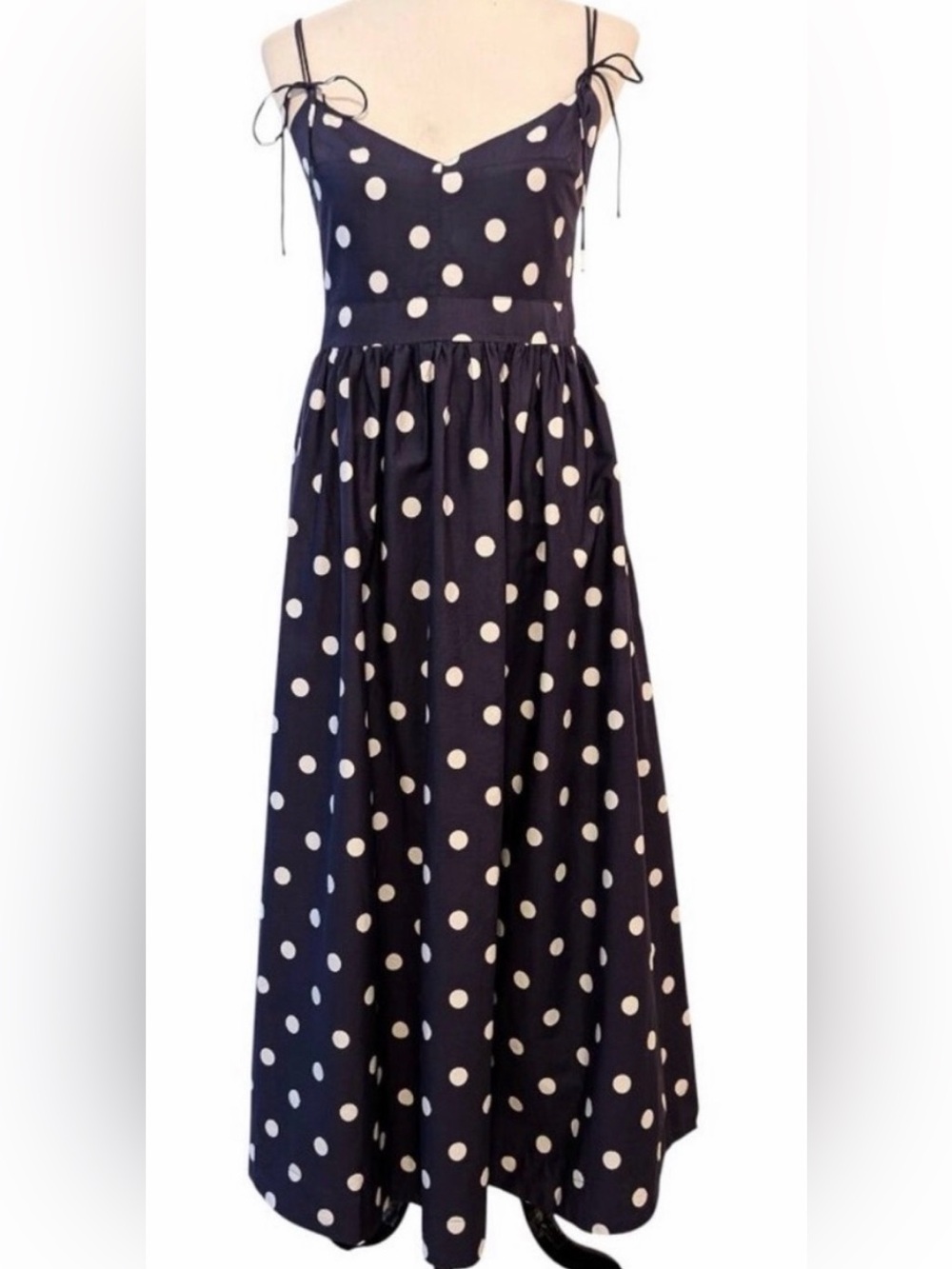En Saison Brown Polka Dot Spaghetti Strap Midi Dress